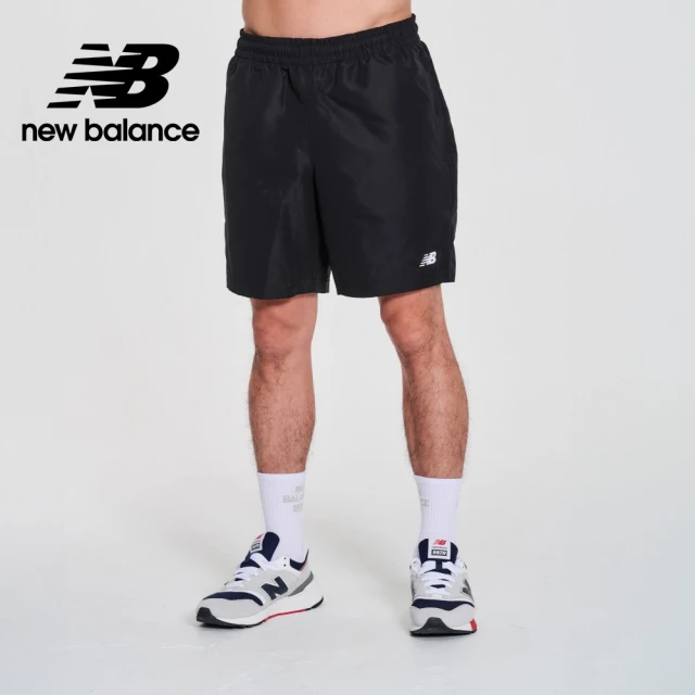 NEW BALANCE NB 褲口開衩平織短褲_MS41501BK_男性_黑色(美版 版型偏大)