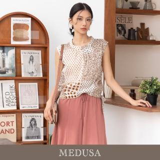 【MEDUSA 曼度莎】現貨-臺灣製 卡其點點無袖上衣（M-XL）｜女休閒上衣 輕薄涼感(301-50201)