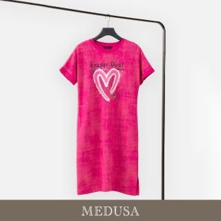 【MEDUSA 曼度莎】現貨-粉桃大愛心純棉休閒洋裝（M-XL）｜短洋裝 一件式洋裝(305-71206)