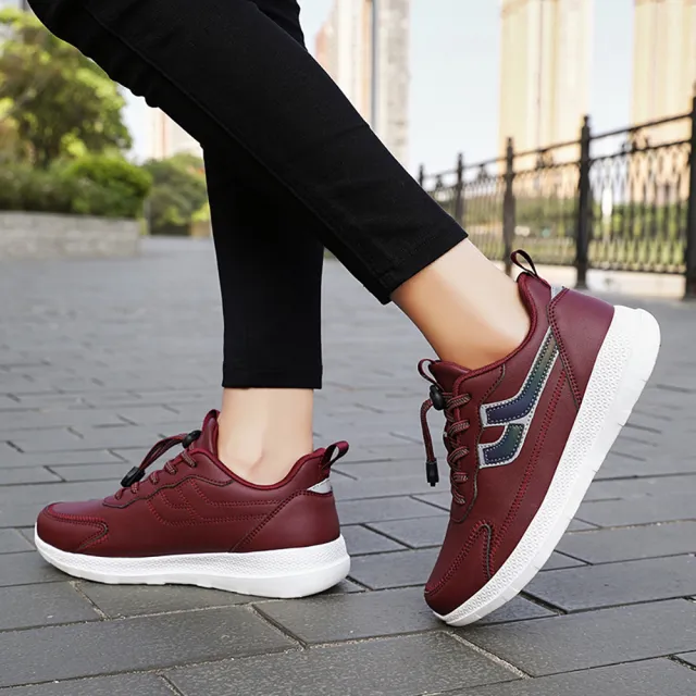 【HAPPY WALK】輕量健步鞋/輕量緩震便利束帶舒適休閒健步鞋(酒紅)