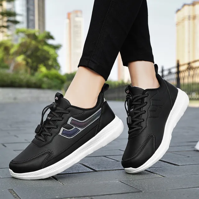 【HAPPY WALK】輕量健步鞋/輕量緩震便利束帶舒適休閒健步鞋(黑粉)