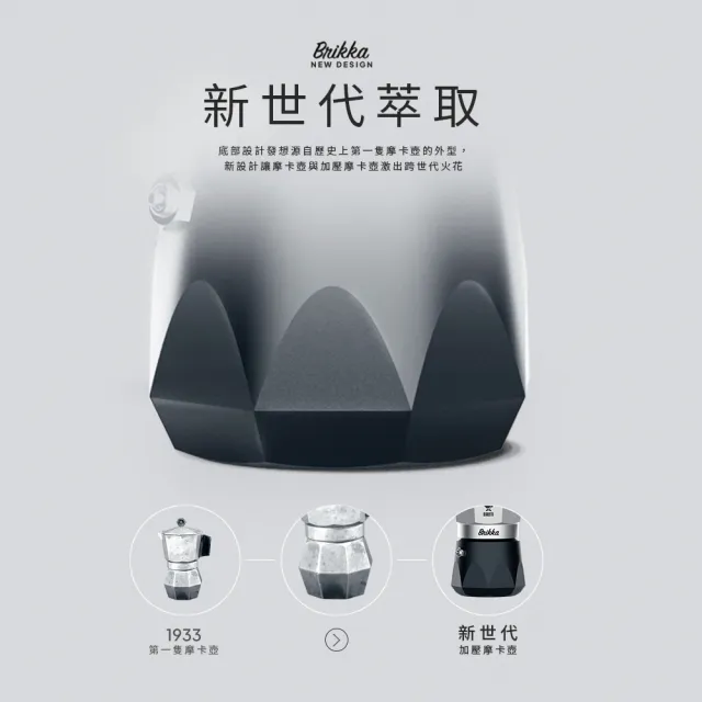 【Bialetti 比亞樂堤】極厚鑽石加壓摩卡壺BRIKKA-公司貨2杯份-銀(crema醇香/咖啡機/原廠保固2年)