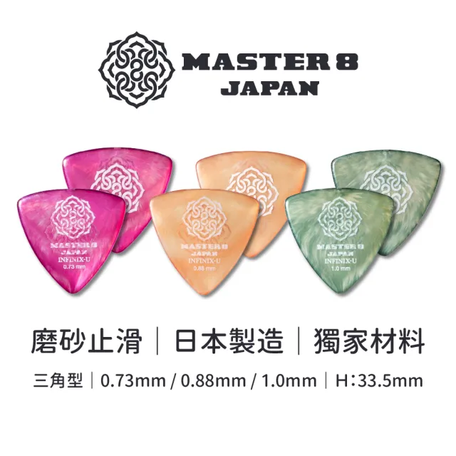 【Master8】INFINIX-U 磨砂防滑 TR三角型單片裝 -吉他匹克PICK - 日本製(獨家複合式材料INFINIX-U)