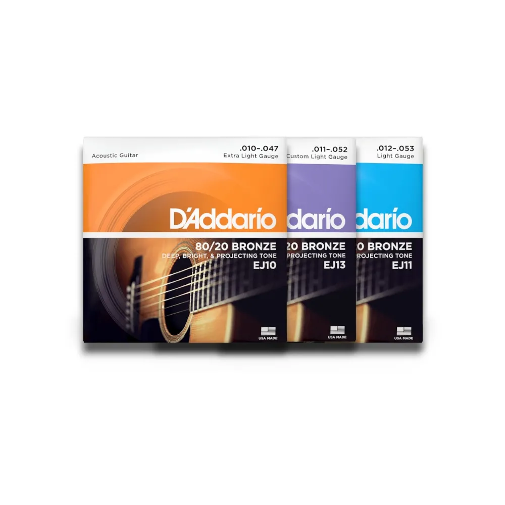 【D’Addario】卓越品質首選 80/20黃銅木吉他弦／EJ10 EJ13 EJ11(民謠吉他弦 琴弦 結他弦 Strings 吉他弦)