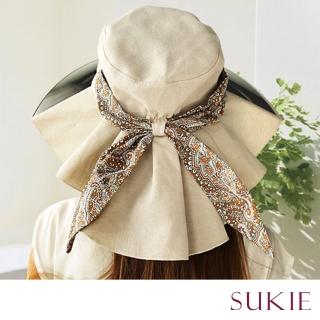 【Sukie】防曬帽 遮陽帽/韓版大帽簷可摺疊PVC防曬鏡片護頸遮陽帽 外出帽(3色任選)