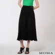 【MOMA】極簡人字紋壓褶長裙(黑色)