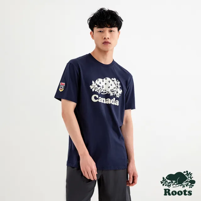 【Roots】Roots 男裝- CANADA COOPER短袖T恤(軍藍色)