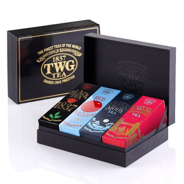 【TWG Tea】時尚茶罐四入 1837紅茶100g+銀月綠茶100g+乘風高翔100g+ 英式早餐茶100g