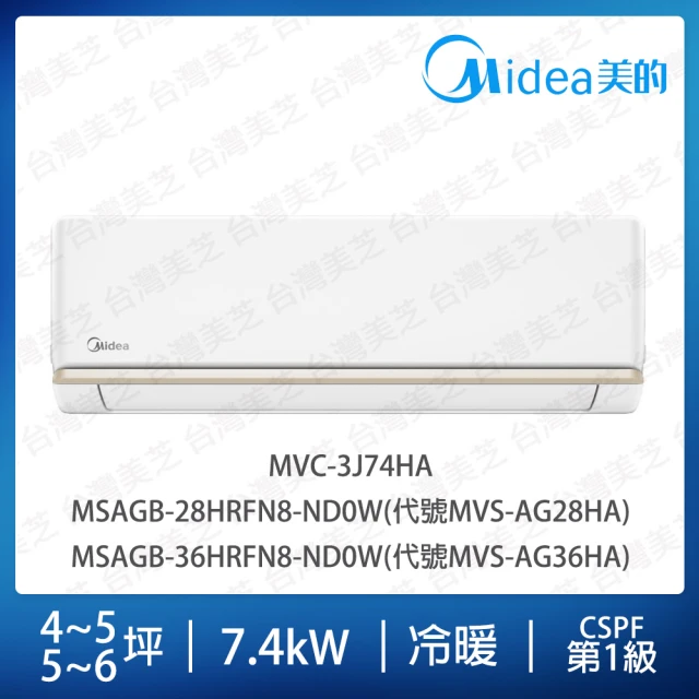 MIDEA 美的MIDEA 美的 AG系列4-5+5-6坪一對二冷暖變頻分離式冷氣(MVC-3J74HA/代號MVS-AG28HA/代號MVS-AG36HA)