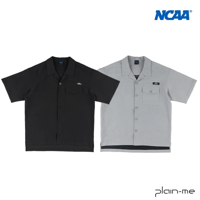 【plain-me】NCAA 落肩泡泡紗襯衫 NCAA0209-241(男款/女款 共2色 襯衫 短袖 休閒上衣)