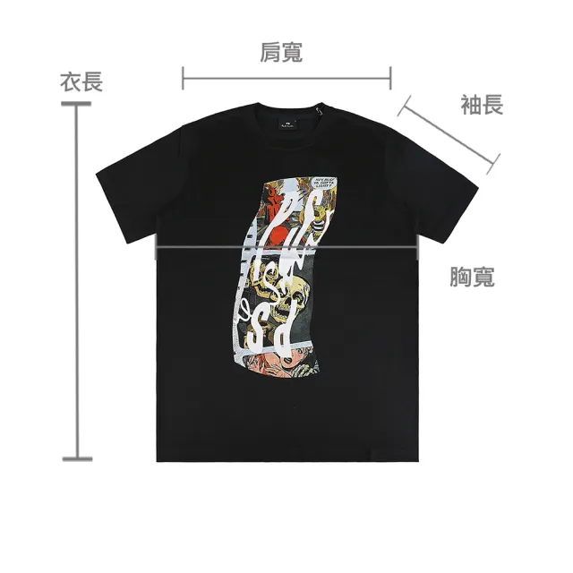【Paul Smith】PAUL SMITH縮寫字母LOGO復古美式膠片連環漫畫圖案純棉短袖T恤(男款/黑x多彩)