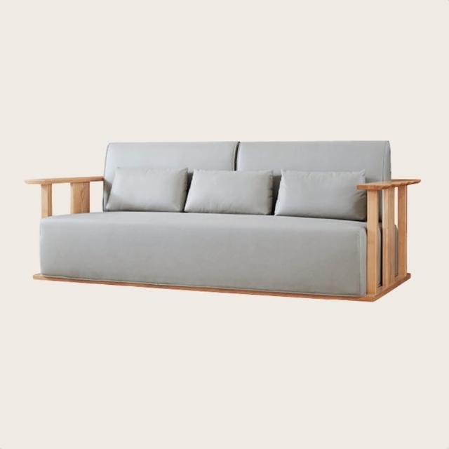 【橙家居·家具】/預購/侘寂系列實木軟包三人沙發 W1803-C(預購品 木框沙發 軟墊沙發 三人位)