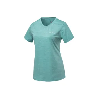 【Mountneer 山林】女膠原蛋白V領排汗衣-藍綠-51P26-62(T恤/女裝/上衣/休閒上衣)