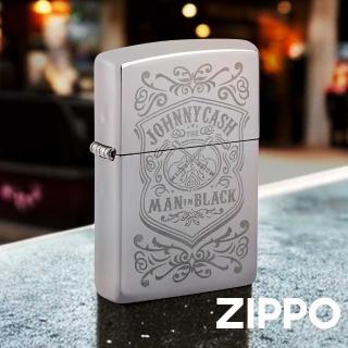 【Zippo】Johnny Cash強尼·凱許-拋光銀防風打火機(美國防風打火機)