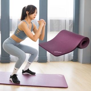 【LOTUS】臺灣製柔韌止滑環保NBR加厚15mm瑜珈運動墊(重量達2KG以上 保護你的每次落下)