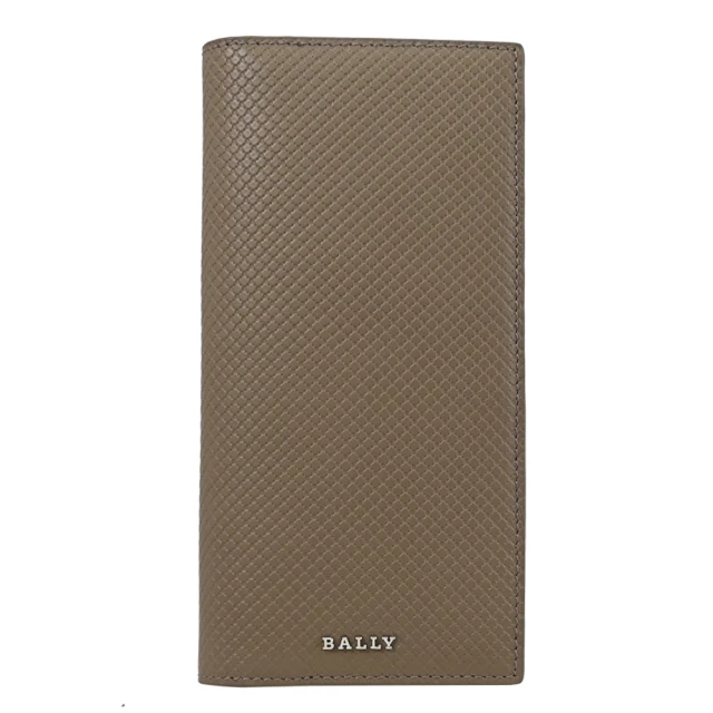 BALLY LALIROS 簡約金屬LOGO小牛皮多卡對折零錢長夾(大象灰)