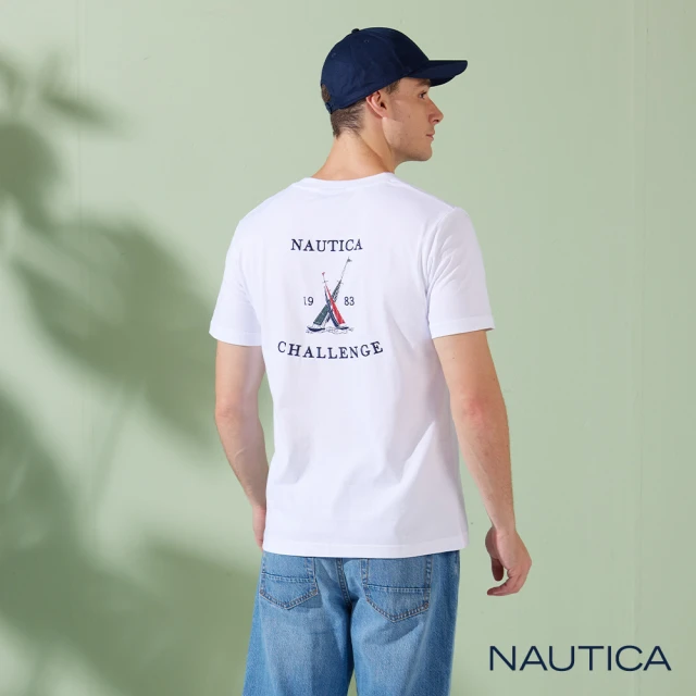 NAUTICA 男裝 時尚LOGO帆船刺繡短袖T恤(白色)