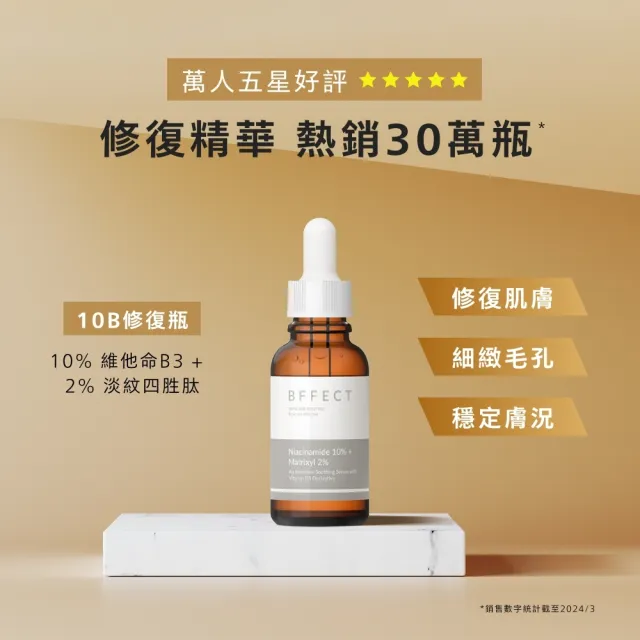 【BFFECT】10% 維他命B3修復毛孔精華 30ml_3入組(10B修復瓶/抗老)