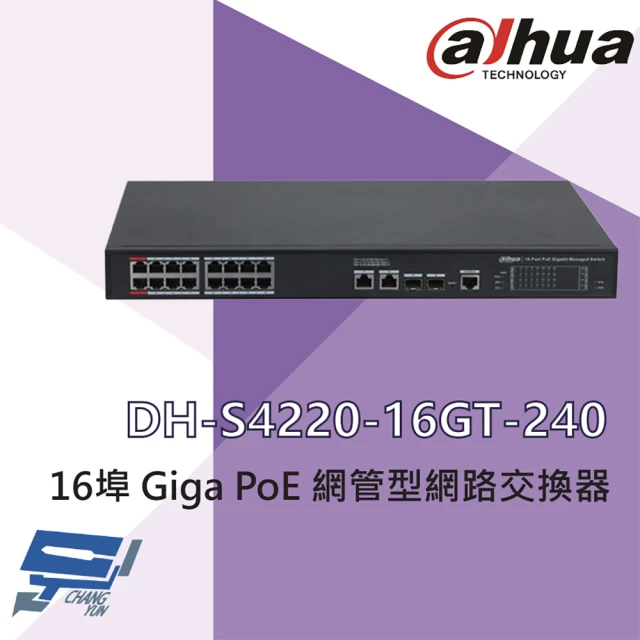 CHANG YUN 昌運 大華 DH-S4220-16GT-240 16埠 Giga PoE 網管型網路交換器