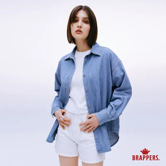 【BRAPPERS】女款 牛仔寬版長袖襯衫(淺藍)