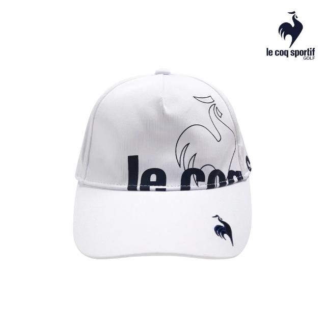 【LE COQ SPORTIF 公雞】官方直營 高爾夫系列 男款白色大LOGO百搭可調節棒球帽 QGT0J103