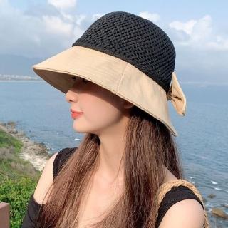 【Amirr 艾米爾】★編織休閒網眼蝴蝶結漁夫帽(休閒/舒適/遮陽/帽子)