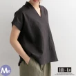 【JILLI-KO】韓版寬鬆時尚設計感開衩泡泡袖襯衫T恤上衣-F(多款任選)