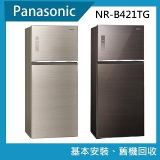 【Panasonic 國際牌】422公升一級能效無邊框玻璃雙門變頻冰箱(NR-B421TG)