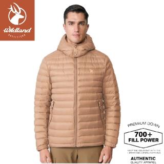 【Wildland 荒野】男 700FP可拆帽三層羽絨外套《沙色》0B12102/輕羽絨夾克/機能外套(悠遊山水)