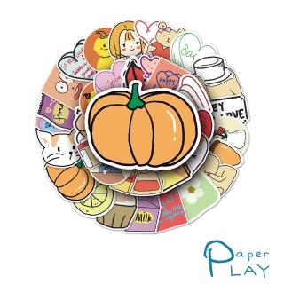 【Paper Play】創意多用途防水貼紙-INS可愛少女風塗鴉 50枚入(防水貼紙 行李箱貼紙 手機貼紙 水壺貼紙)