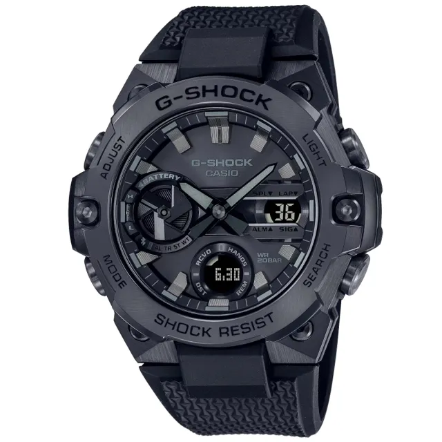 【CASIO 卡西歐】G-SHOCK 藍牙連線 碳核心防護 太陽能雙顯腕錶 禮物推薦 送禮首選(GST-B400BB-1A)