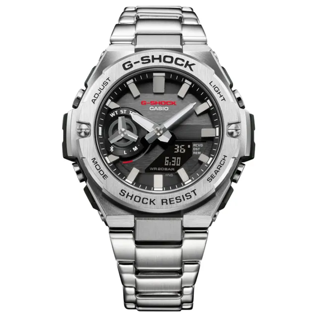 【CASIO 卡西歐】G-SHOCK 藍牙連線 碳核心防護 太陽能雙顯腕錶 送禮推薦 禮物(GST-B500D-1A)