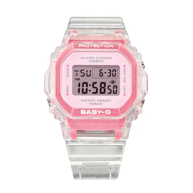 【CASIO 卡西歐】BABY-G 輕巧纖薄 繽紛夏季 清透亮眼 晶透粉 經典系列 BGD-565SJ-7_37.9mm