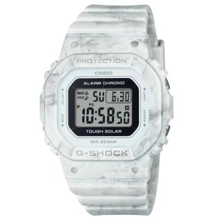 【CASIO 卡西歐】G-SHOCK 纖薄精巧 太陽能電力 大理石紋理 個性灰白 經典方型 GMS-S5600RT-7 40.5mm