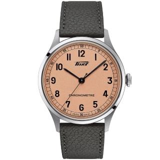 【TISSOT 天梭 官方授權】Heritage 1938 COSC天文臺認證機械錶-39mm/鮭魚粉 情人節 禮物(T1424641633200)
