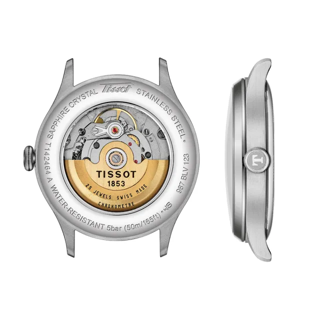 【TISSOT 天梭 官方授權】Heritage 1938 COSC天文台認證機械錶-39mm/鮭魚粉 畢業 禮物(T1424641633200)