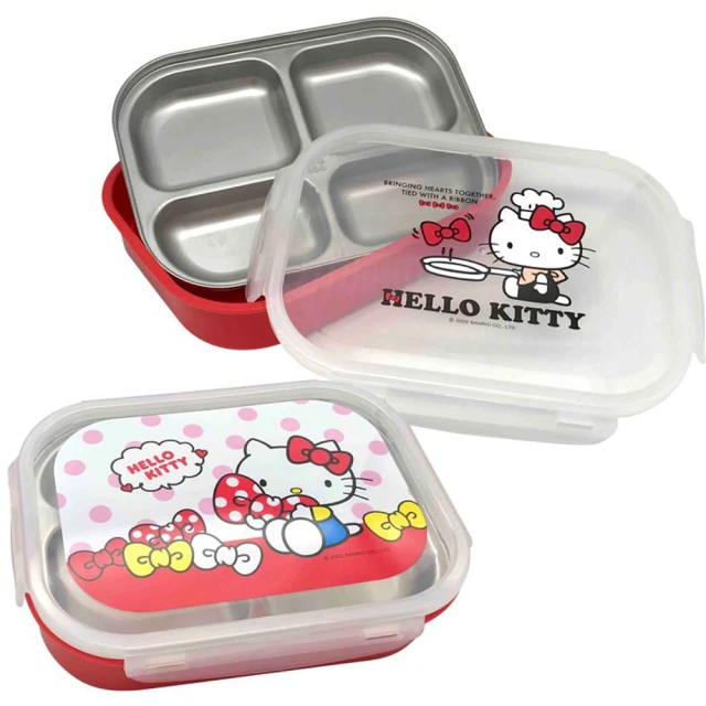 SANRIO 三麗鷗 Hello Kitty不鏽鋼附蓋餐盤(台灣正版授權現貨商品)