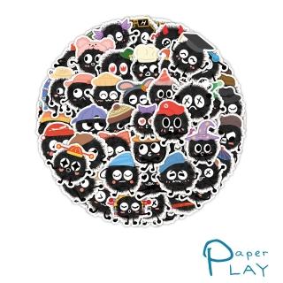 【Paper Play】創意多用途防水貼紙-可愛小煤球 60枚入(防水貼紙 行李箱貼紙 手機貼紙 水壺貼紙)