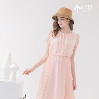 【IRIS 艾莉詩】淡雅雪紡壓褶洋裝-3色(42641)