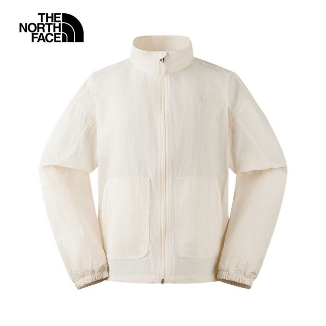 【The North Face】TNF 北臉 立領風衣外套  防風防曬 W M66 UPF WIND JACKET-AP 男 女 米白(NF0A87WEQLI)