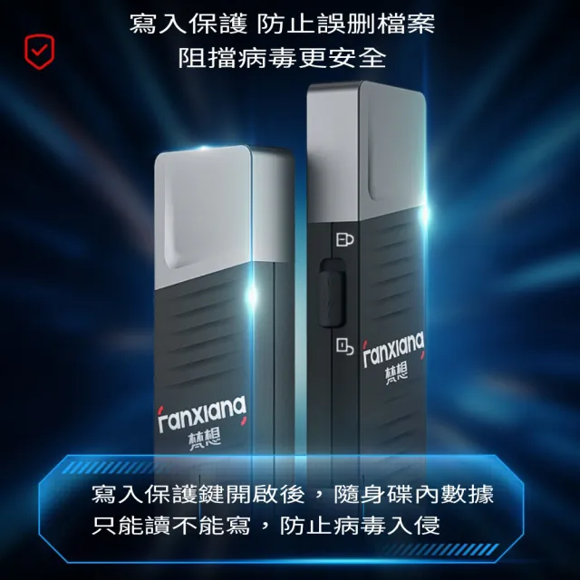 【FANXIANG 梵想】F397 256GB寫保護固態隨身碟 USB3.2Gen2+Type-C(讀速550MB/s寫速500MB/s)