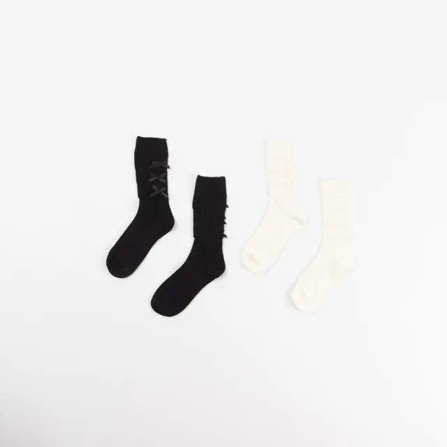 【Queenshop】女裝 正韓 後蕾絲蝴蝶結造型中筒襪 兩色售 現+預 07110551