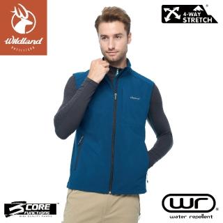 【Wildland 荒野】男 彈性防風超潑輕量機能背心《孔雀藍》W2702/軟殼背心/內刷毛(悠遊山水)