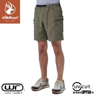 【Wildland 荒野】男 透氣抗UV多口袋工裝短褲《灰濛綠》0B21390/機能褲/運動褲/休閒褲(悠遊山水)