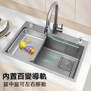 【LEZUN/樂尊】304不鏽鋼納米槍灰廚房水槽 60*45 YX(洗水槽 洗碗池 洗菜盆 單槽)