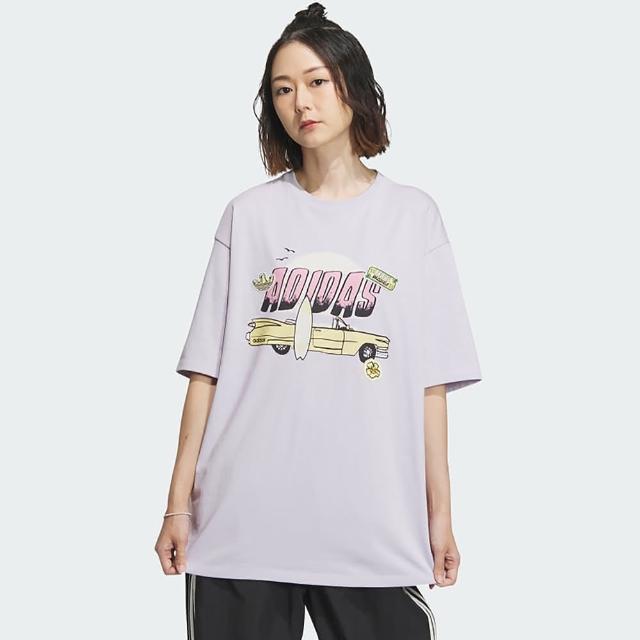 【adidas 愛迪達】上衣 女款 短袖上衣 運動 亞規 SMR GFX TEE SS 紫 IW6298