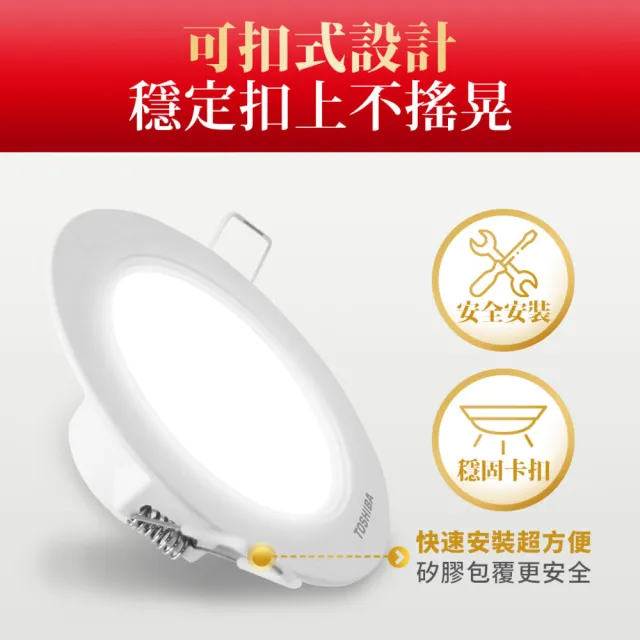 【TOSHIBA 東芝】4入 星日耀 11W LED 崁燈 崁孔12CM(白光/自然光/黃光)