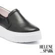 【HELENE_SPARK】簡約百搭純色全真皮厚底休閒鞋(黑)