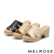 【MELROSE】美樂斯 安定感 質感簡約寬版羊皮高跟拖鞋(杏)