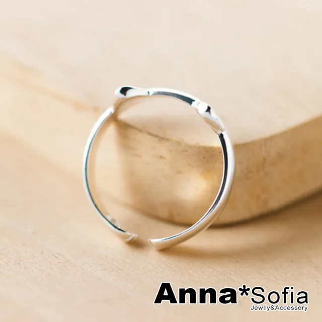 【AnnaSofia】925純銀開口戒指尾戒-可愛貓耳抱抱 現貨(銀耳朵系)